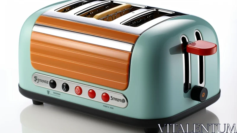 Blue and Orange Toaster - Modern Kitchen Appliance AI Image