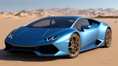 Exquisite Blue Sports Car in the Desert - Hyperrealistic Render