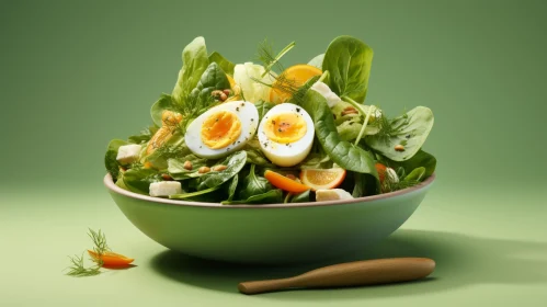 Fresh Salad with Boiled Egg and Orange Slices