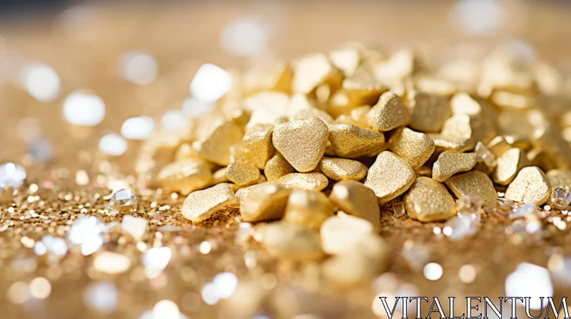 Luxurious Gold Heart-Shaped Nuggets on Sparkling Background AI Image