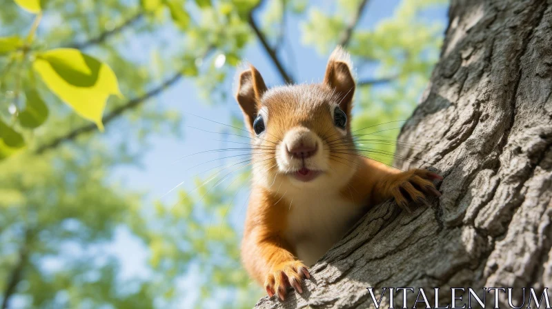 AI ART Squirrel on Tree Branch - Nature Photography