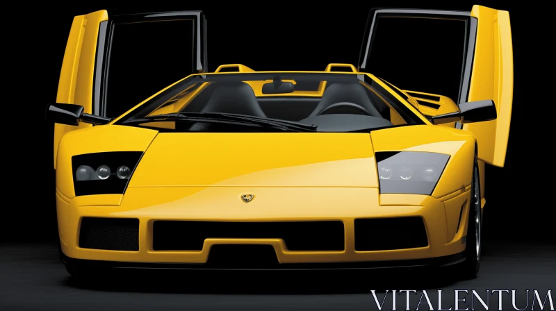 Stunning Yellow Lamborghini Reventon Convertible with Doors Open AI Image