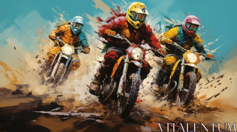Thrilling Dirt Bike Race Painting AI Image