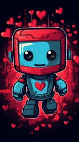 Whimsical Cartoon Robot with Heart Design