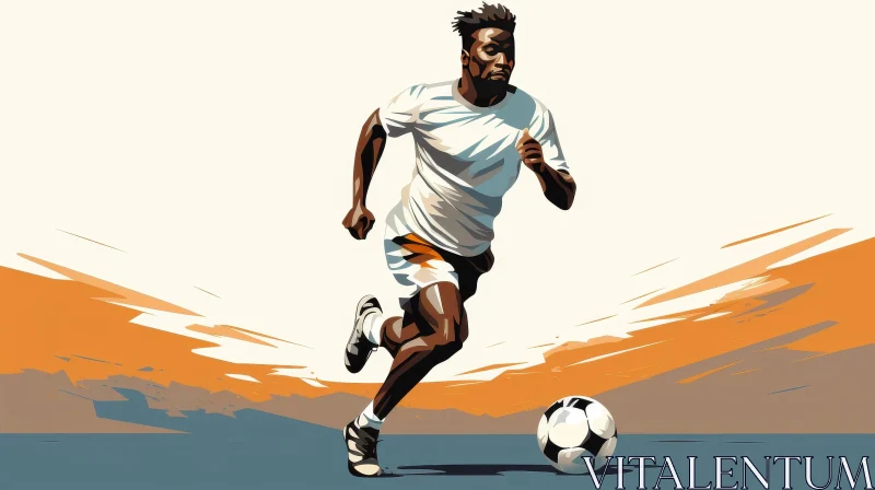 AI ART Cartoon Black Male Soccer Player Illustration