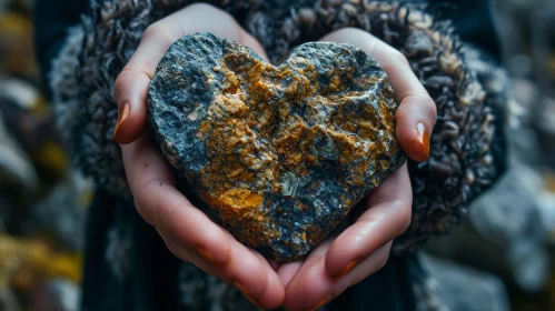 Heart-Shaped Rock Held with Love