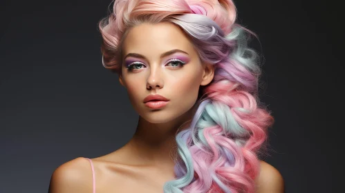 Unique Colorful Hairstyle Portrait