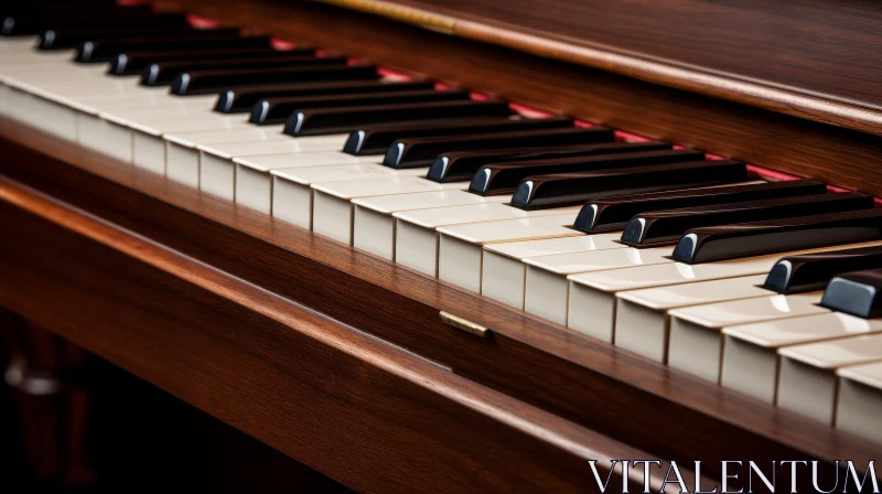 Wooden Piano Keys Close-Up AI Image