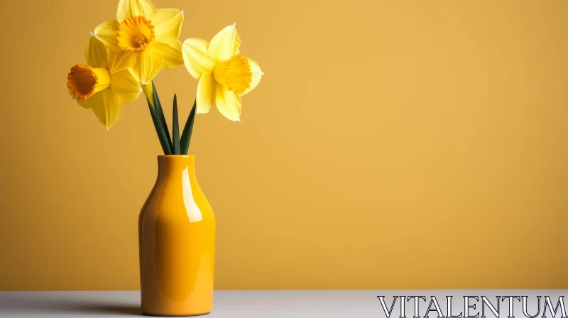 Yellow Daffodil Still Life Composition AI Image