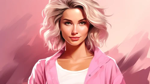 Young Woman Portrait with Pink Jacket