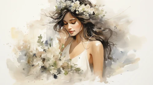 Beautiful Woman Watercolor Painting
