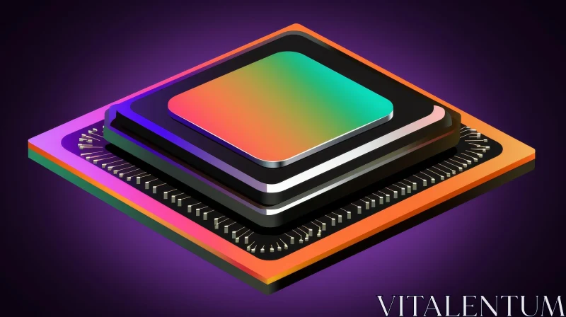 Colorful 3D CPU Rendering on Dark Background AI Image