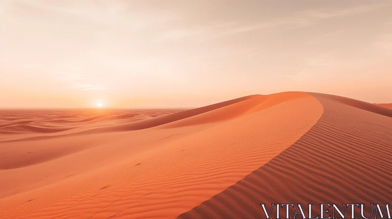 Golden Sand Dune Sunset in Vast Desert AI Image