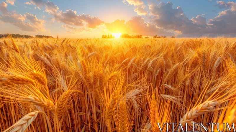 AI ART Golden Wheat Field at Sunset