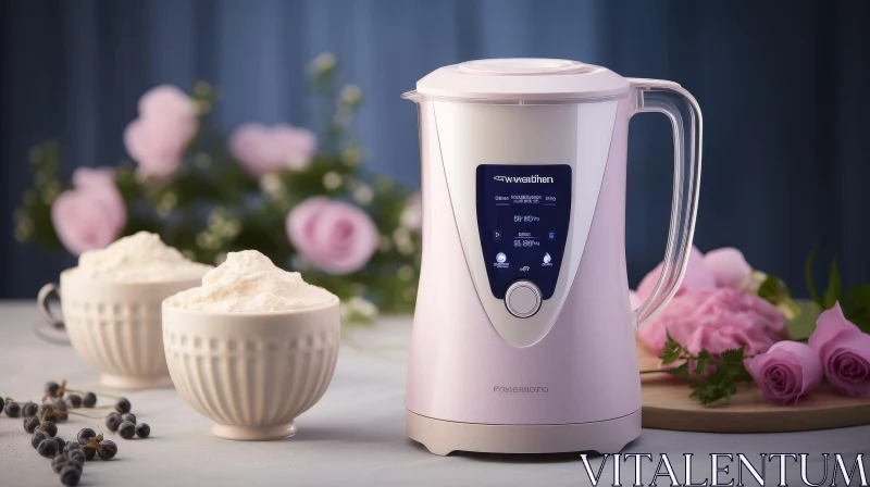 Modern Pink Electric Kettle with Digital Display AI Image