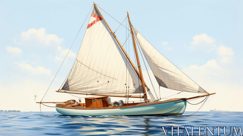 AI ART Tranquil Sailboat Scene on Calm Sea