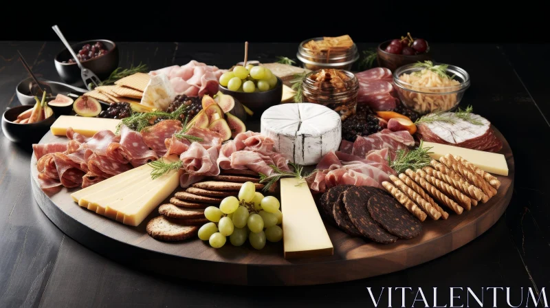 Delicious Charcuterie Board with Meats, Cheeses, Fruits, and Crackers AI Image