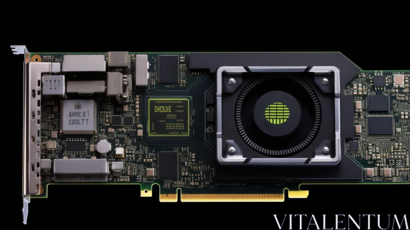 AI ART Detailed View of Green and Black Graphics Card