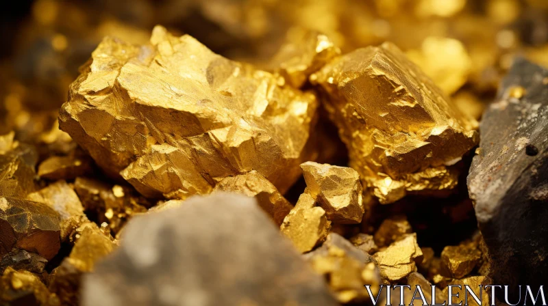 Glinting Gold Nuggets - Opulent Close-Up Image AI Image