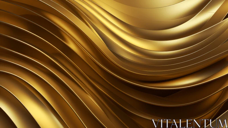 Gold Metal Surface with Wavy Lines - 3D Rendering AI Image