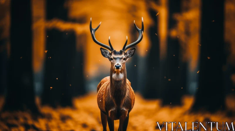 Majestic Red Deer Stag in Forest AI Image