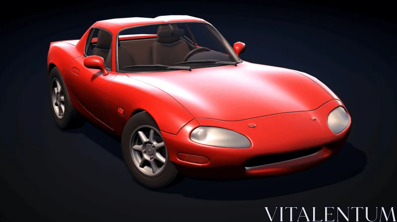 Striking Red Car | Maya Rendered | Artistic 3D Design AI Image