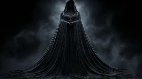 Dark Figure in Cloak with Skull Staff