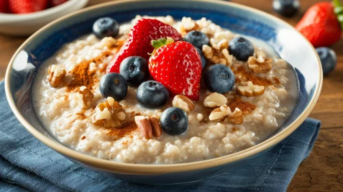 Delicious Oatmeal with Fresh Berries and Walnuts