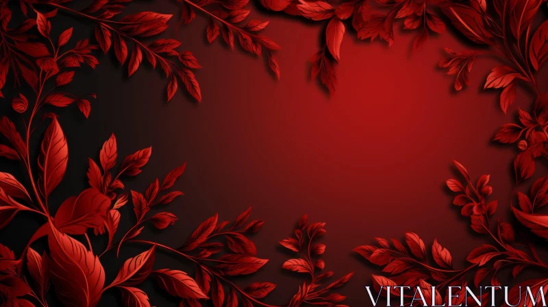 AI ART Red Floral Background - Dark Red Gradient - Symmetrical Pattern