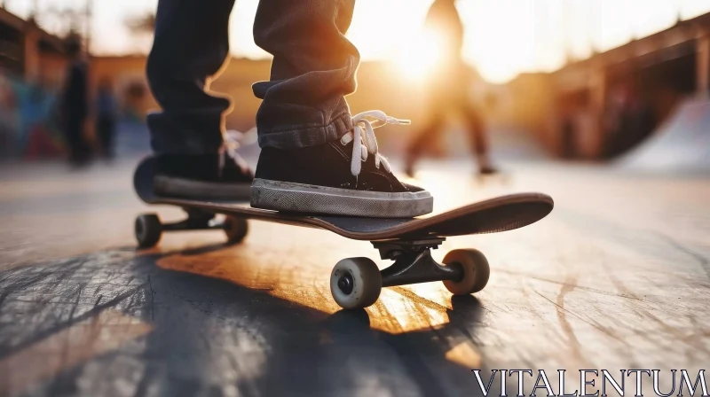 AI ART Skateboarder's Feet at Sunset