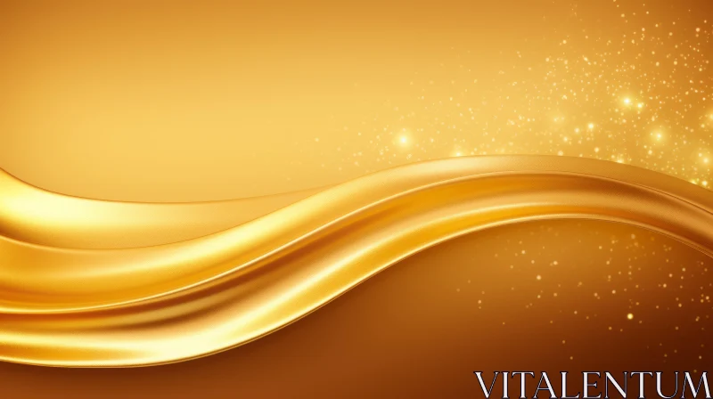 Golden Silk Wave on Shiny Gold Background AI Image