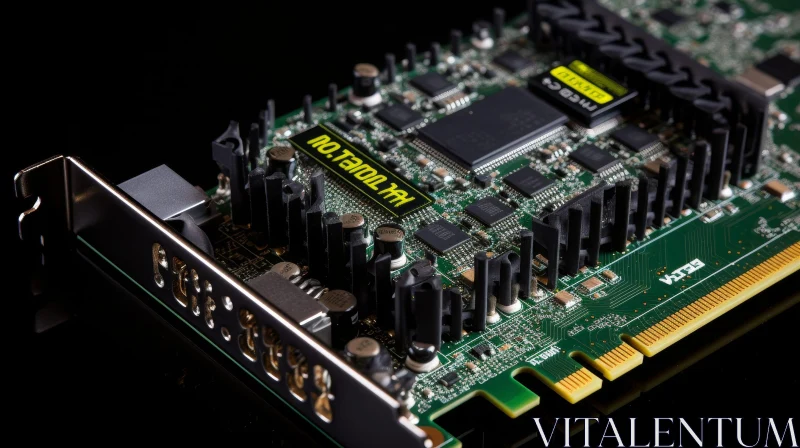 Green and Black Sound Card with Electronic Components AI Image