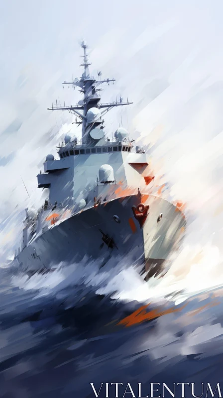AI ART Modern Warship Digital Painting in Action