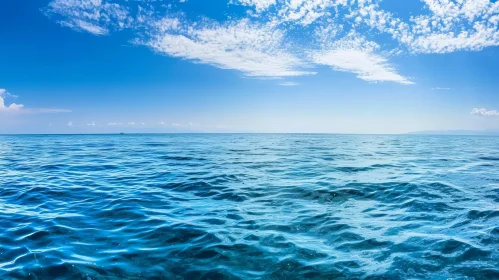 Tranquil Seascape - Deep Blue Sea and Light Blue Sky