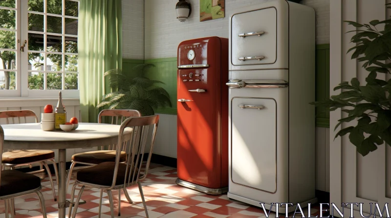 Charming 1950s-Style Kitchen Interior AI Image