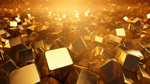 Dazzling Gold Cube 3D Rendering