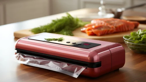 Efficient Food Preservation: Pink Vacuum Sealer Scene