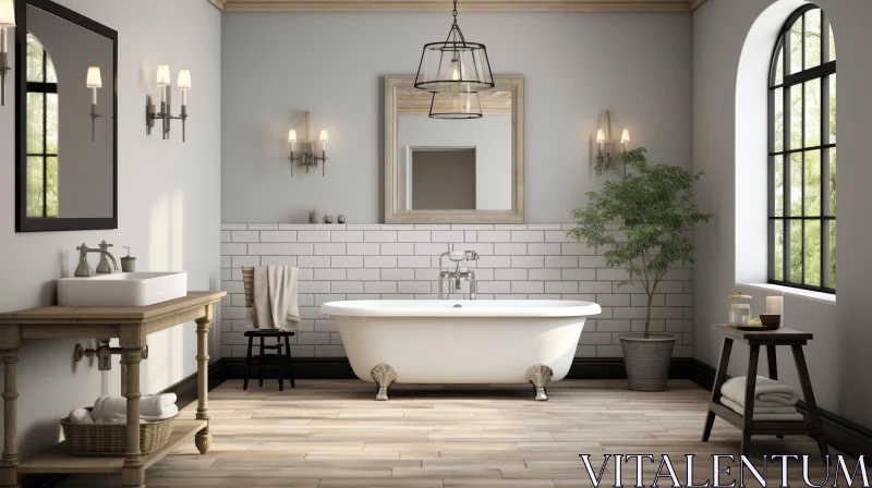 Modern Bathroom Interior Design - 3D Rendering AI Image