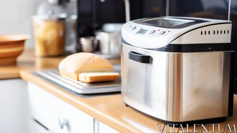 Modern Bread Maker on Kitchen Counter AI Image