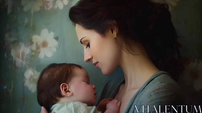 Mother and Baby Portrait - Heartwarming Moment Captured AI Image