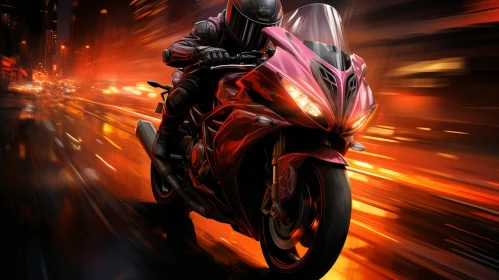 Motorcyclist Riding Pink and Black Sport Bike