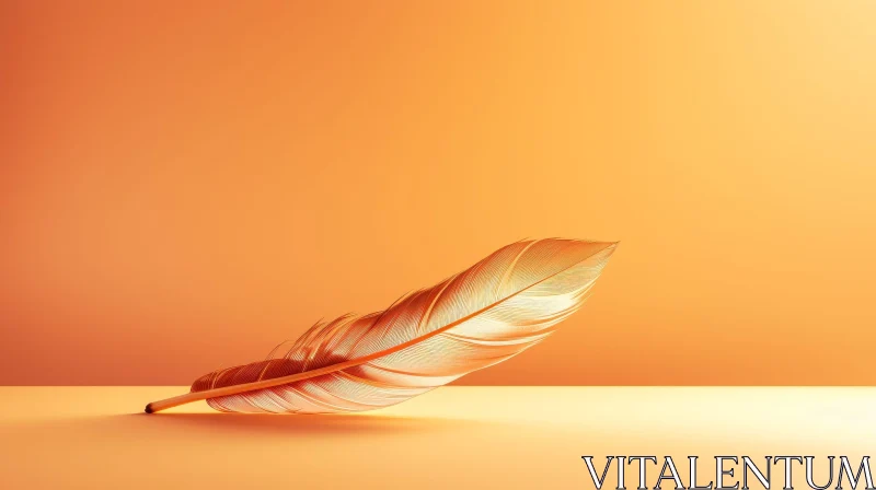 AI ART Orange Feather on Background - 3D Rendering