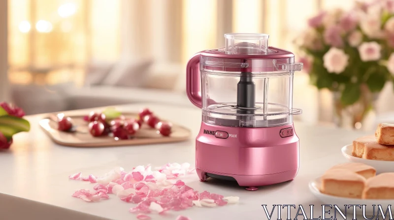 Pink Food Chopper on Kitchen Counter AI Image