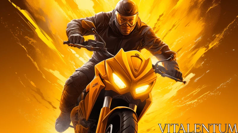 Thrilling Yellow Motorcycle Rider AI Image