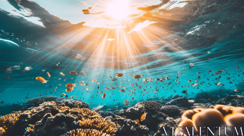 Vibrant Underwater Coral Reef Photography AI Image