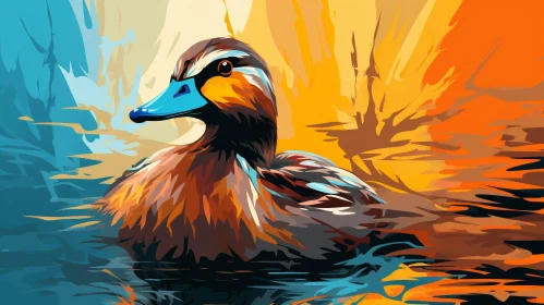 Duck Digital Painting in Water