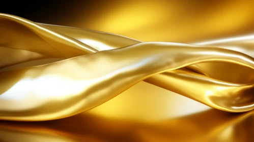 Intertwining Gold Liquid Waves - 3D Rendering