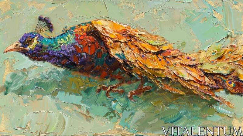 Colorful Peacock Painting - Detailed Feathers in Nature AI Image