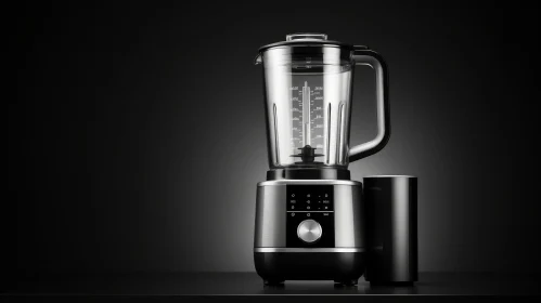 Modern Black Blender with Control Panel and Stainless Steel Base
