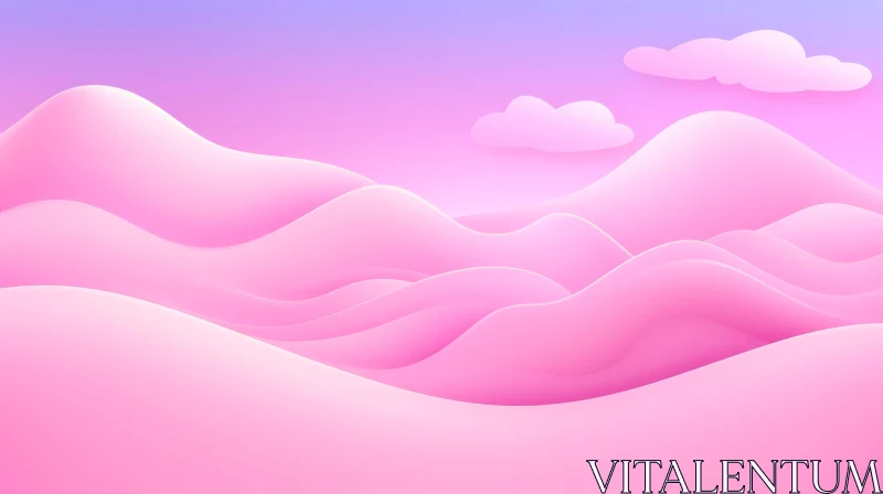 Pink and Purple Dreamy Landscape 3D Rendering AI Image